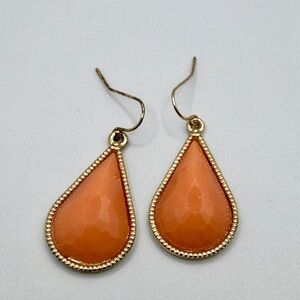 Gold-Trim Faceted Stone Teardrop Earrings - Orange